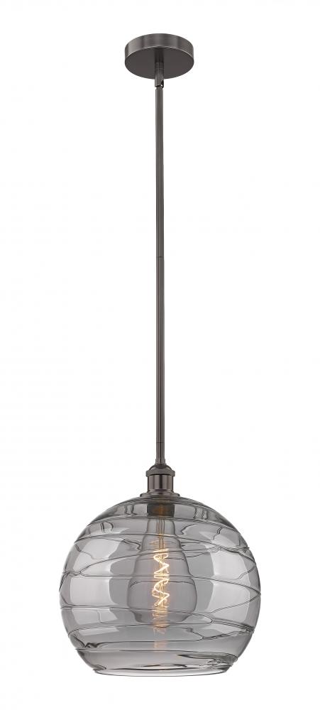 Athens Deco Swirl - 1 Light - 14 inch - Oil Rubbed Bronze - Cord hung - Pendant