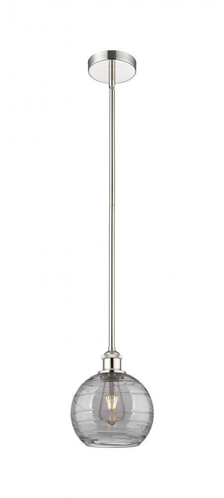 Athens Deco Swirl - 1 Light - 8 inch - Polished Nickel - Cord hung - Mini Pendant