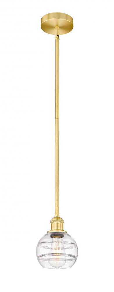 Rochester - 1 Light - 6 inch - Satin Gold - Cord hung - Mini Pendant