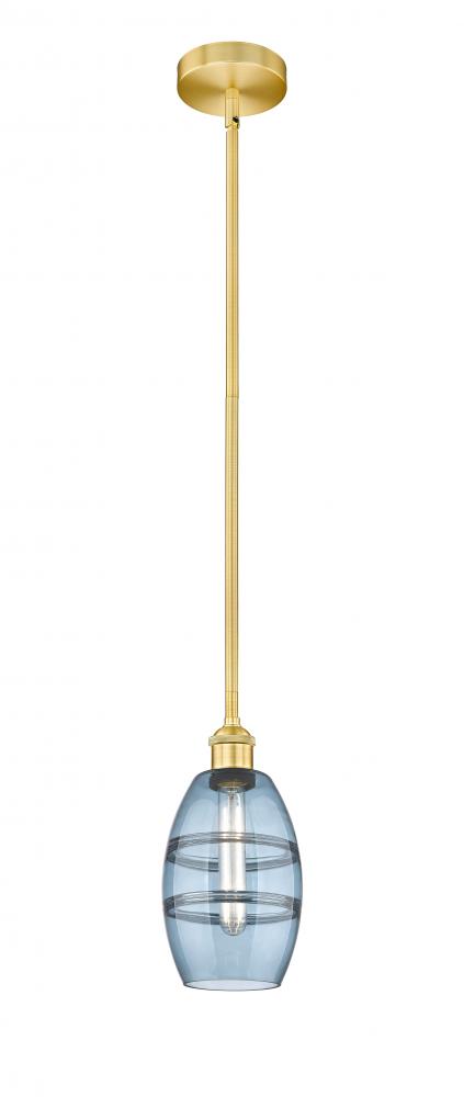 Vaz - 1 Light - 6 inch - Satin Gold - Cord hung - Mini Pendant