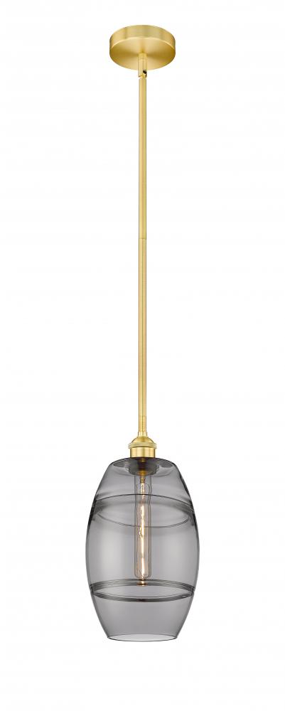 Vaz - 1 Light - 8 inch - Satin Gold - Cord hung - Mini Pendant