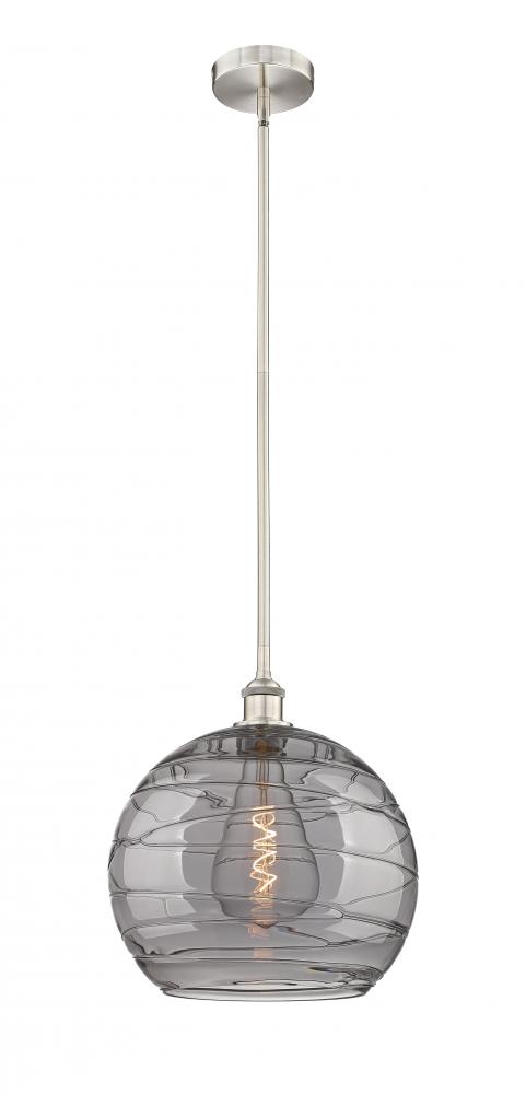 Athens Deco Swirl - 1 Light - 14 inch - Brushed Satin Nickel - Cord hung - Pendant