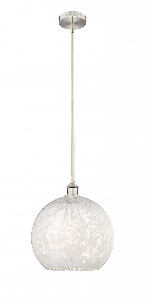 White Mouchette - 1 Light - 14 inch - Brushed Satin Nickel - Stem Hung - Pendant