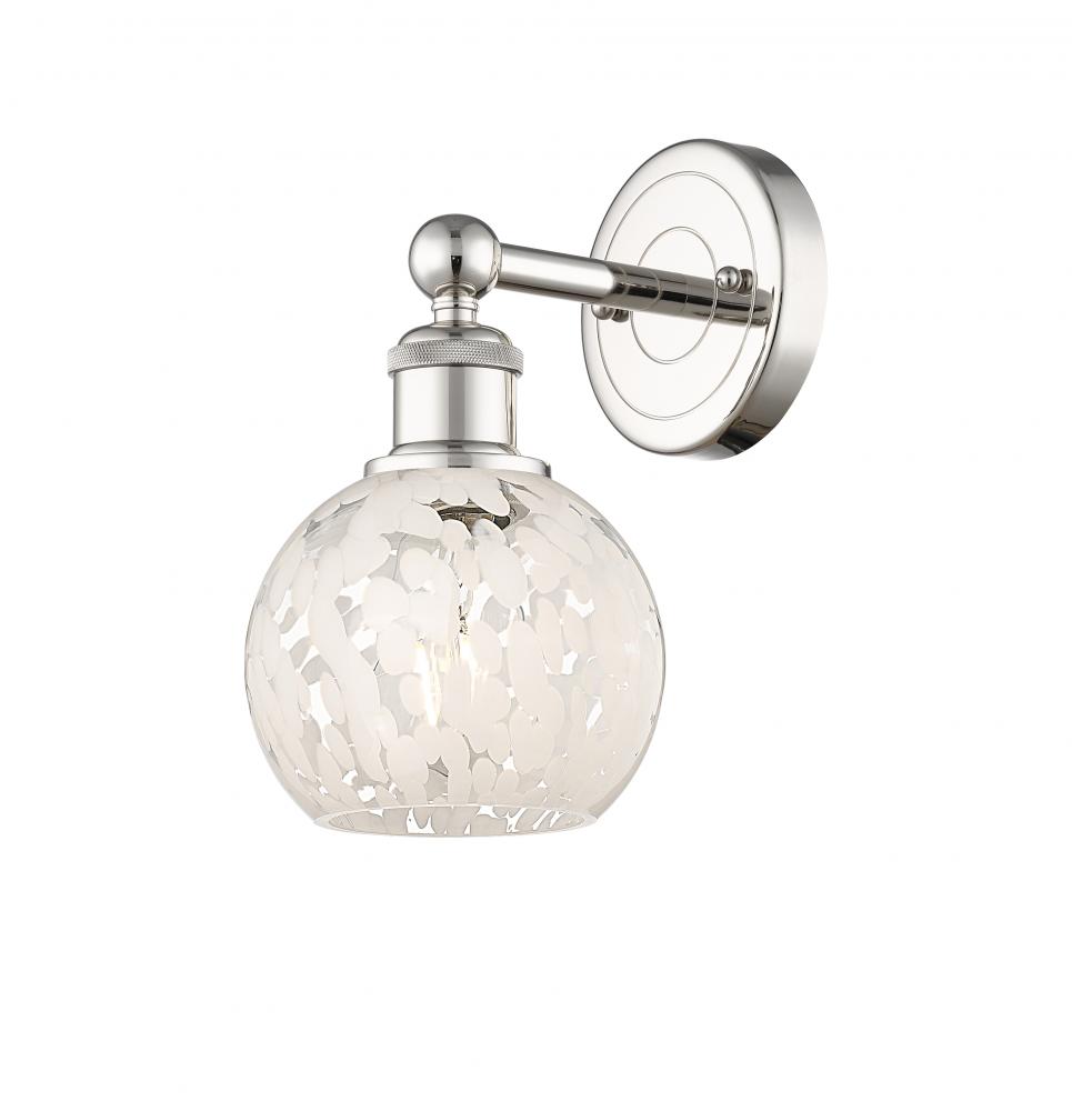 White Mouchette - 1 Light - 6 inch - Polished Nickel - Sconce