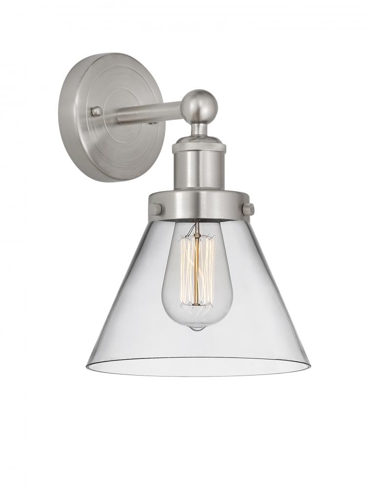 Cone - 1 Light - 8 inch - Brushed Satin Nickel - Sconce