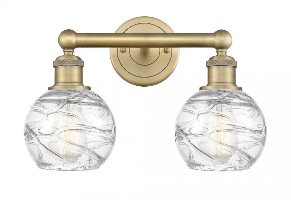Athens Deco Swirl - 2 Light - 15 inch - Brushed Brass - Bath Vanity Light