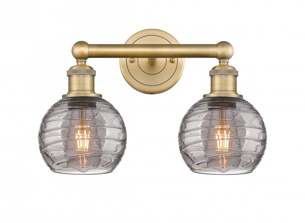 Athens Deco Swirl - 2 Light - 15 inch - Brushed Brass - Bath Vanity Light