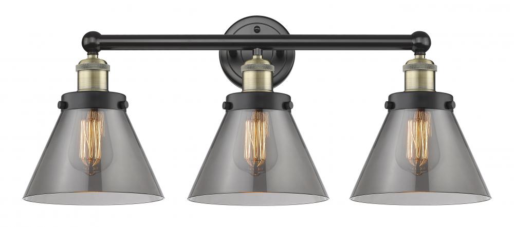 Cone - 3 Light - 26 inch - Black Antique Brass - Bath Vanity Light