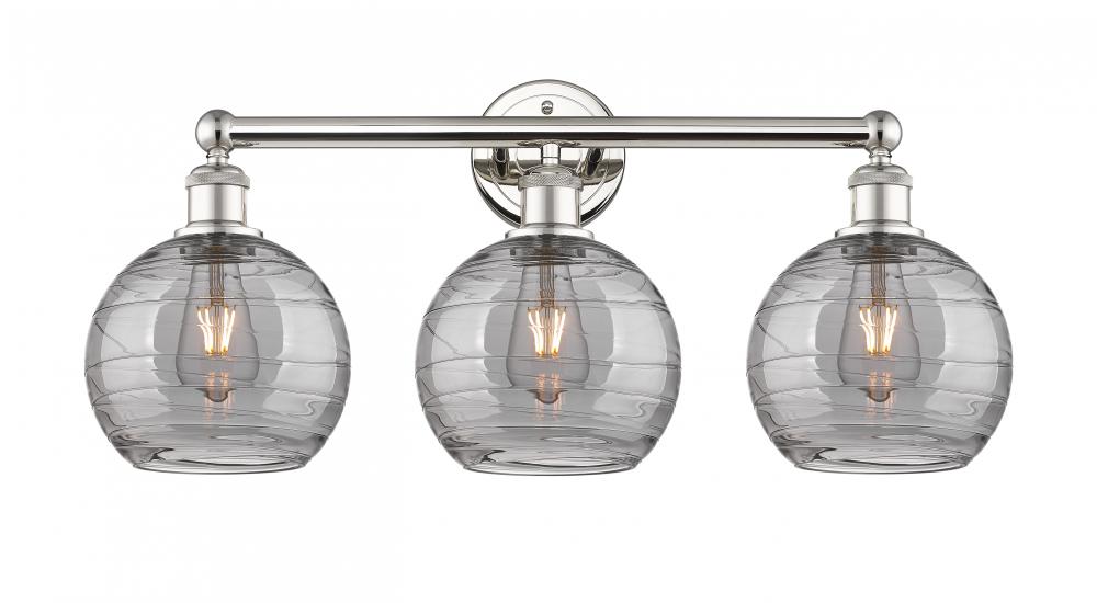 Athens Deco Swirl - 3 Light - 26 inch - Polished Nickel - Bath Vanity Light