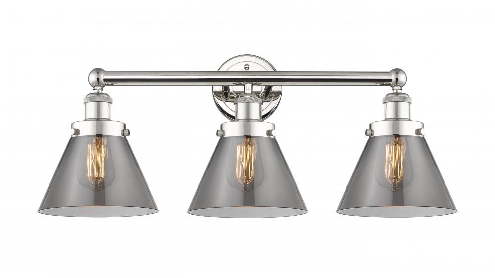 Cone - 3 Light - 26 inch - Polished Nickel - Bath Vanity Light