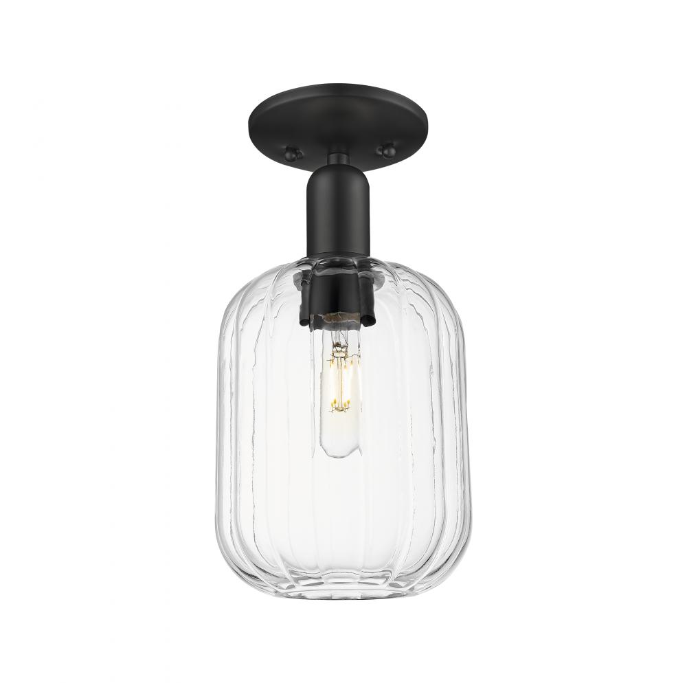Preston Cylinder - 1 Light - 6 inch - Matte Black - Semi-Flush Mount