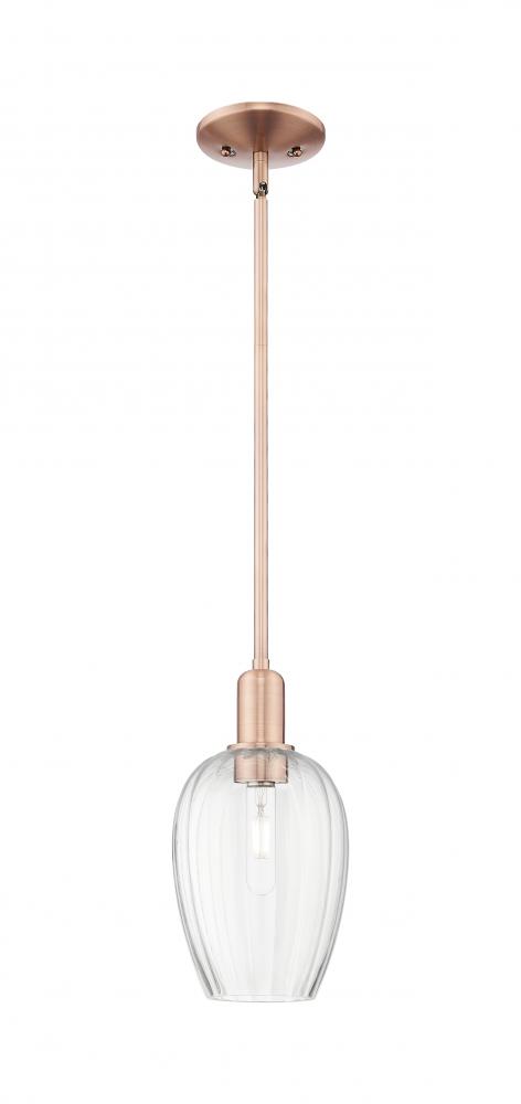 Preston Flute - 1 Light - 6 inch - Antique Copper - Mini Pendant