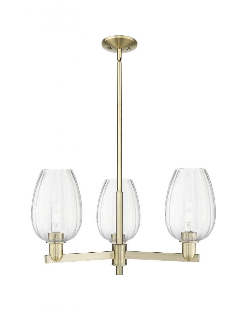 Preston Flute - 3 Light - 18 inch - Antique Brass - Flush Mount
