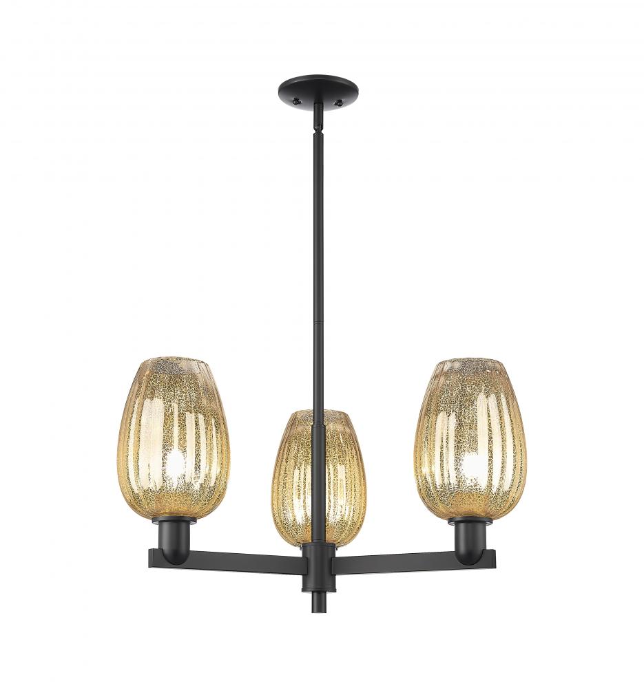 Preston Flute - 3 Light - 18 inch - Matte Black - Flush Mount