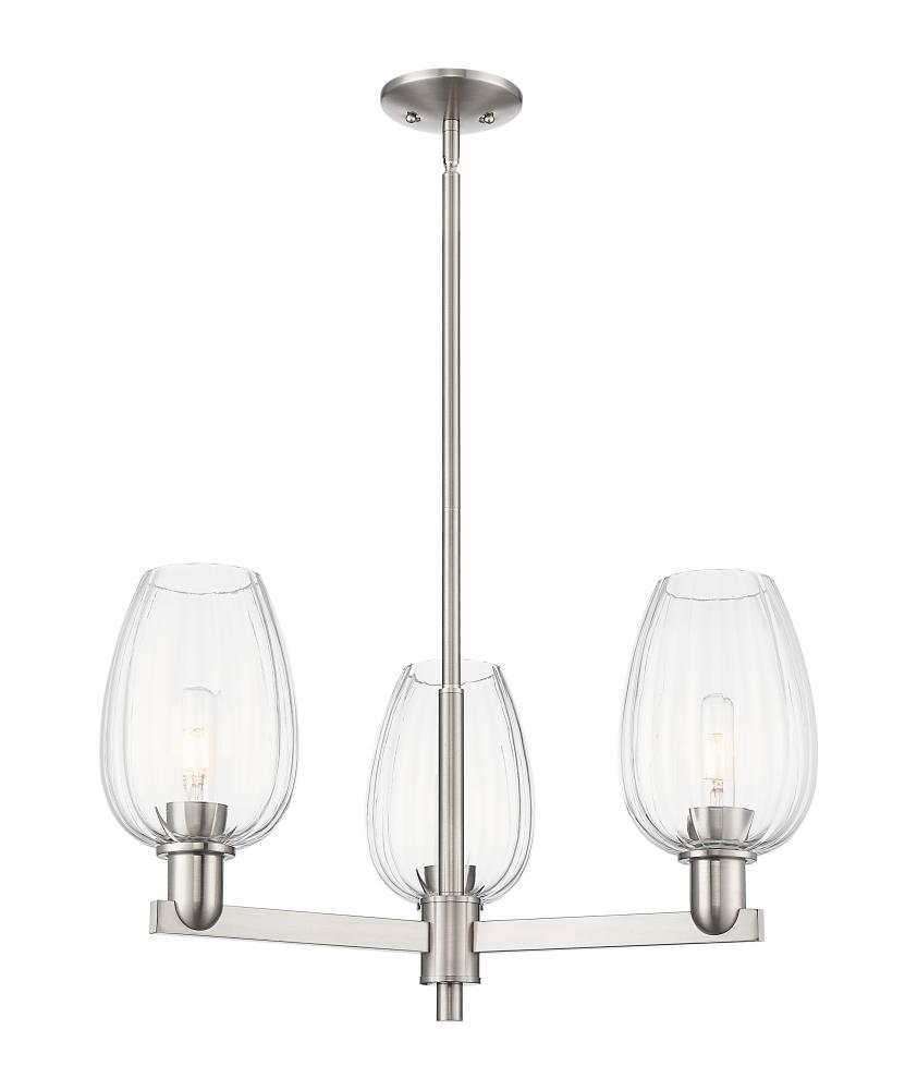 Preston Flute - 3 Light - 18 inch - Satin Nickel - Flush Mount