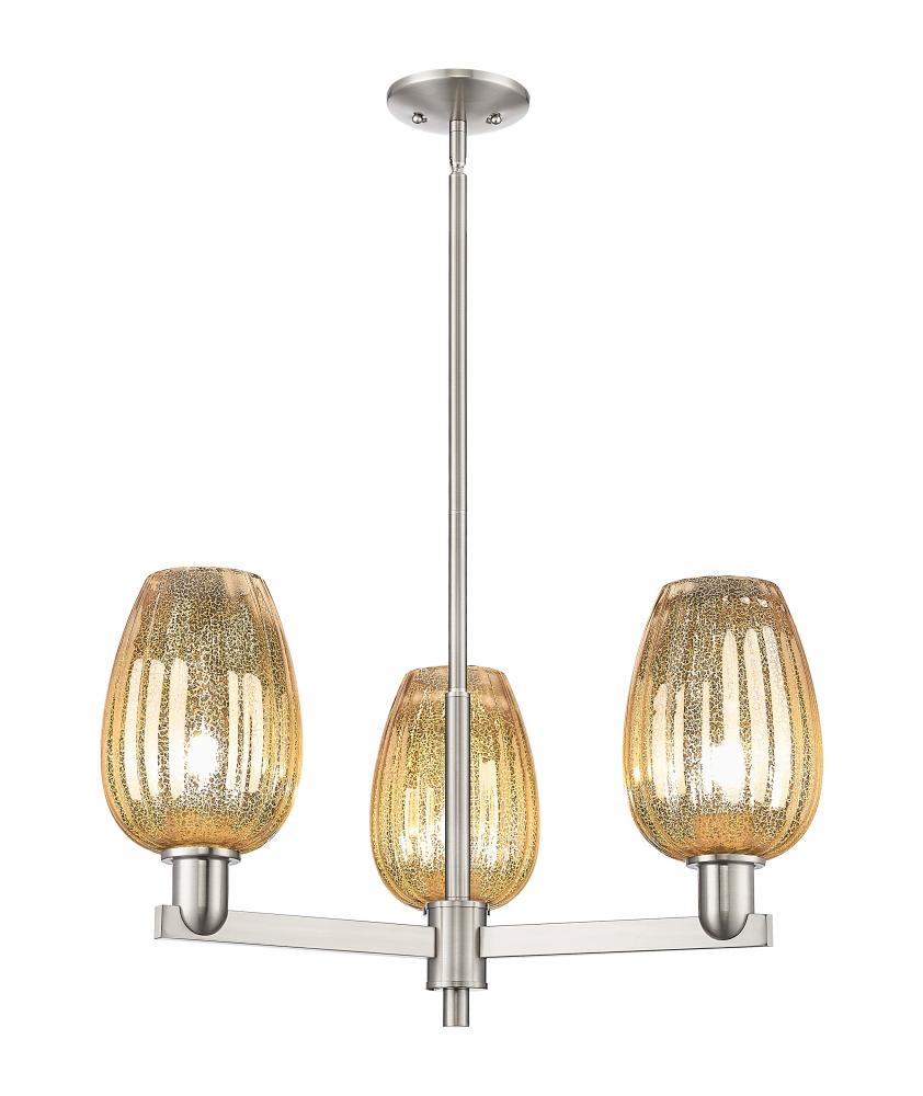 Preston Flute - 3 Light - 18 inch - Satin Nickel - Flush Mount