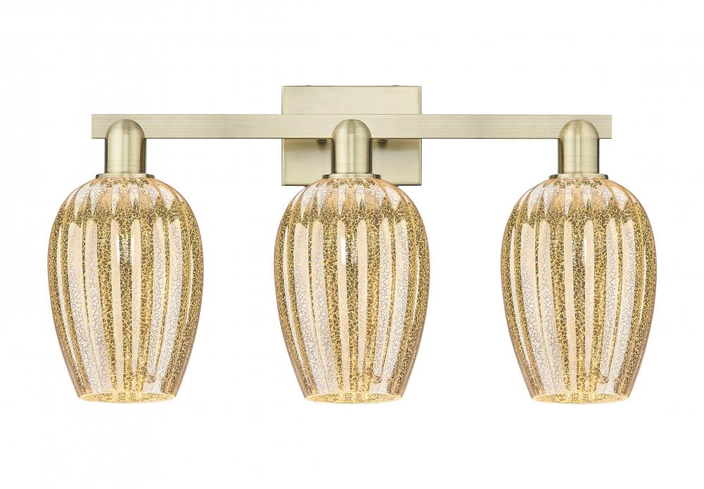 Preston Flute - 3 Light - 26 inch - Brushed Satin Nickel - Bath Vanity Light