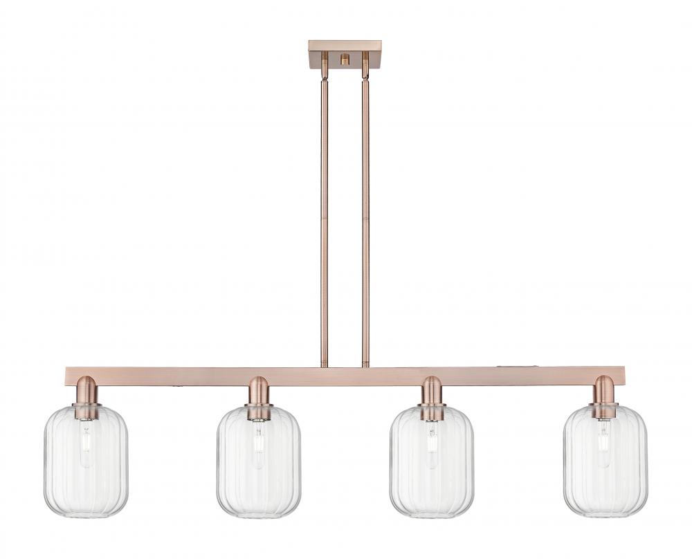 Preston Cylinder - 4 Light - 48 inch - Antique Copper - Cord hung - Island Light