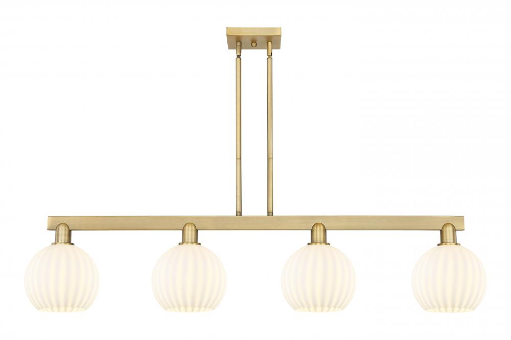 White Venetian - 4 Light - 48 inch - Polished Chrome - Stem Hung - Island Light