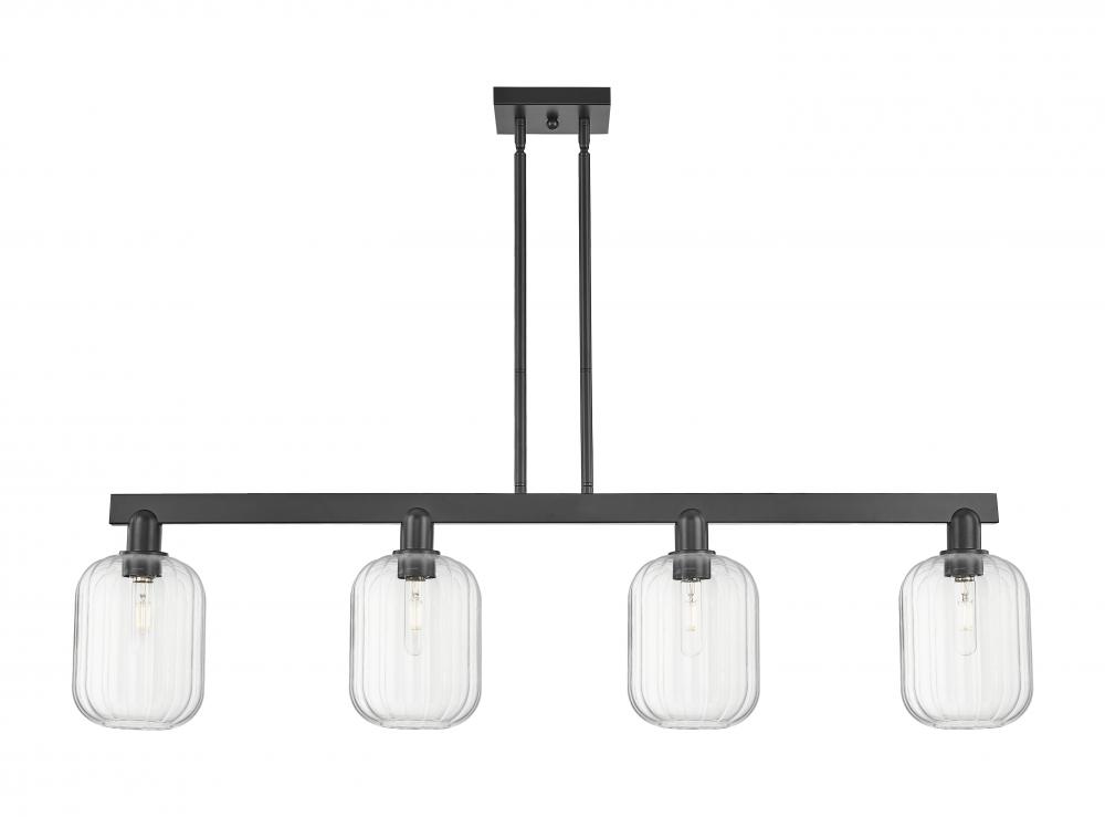 Preston Cylinder - 4 Light - 48 inch - Matte Black - Cord hung - Island Light