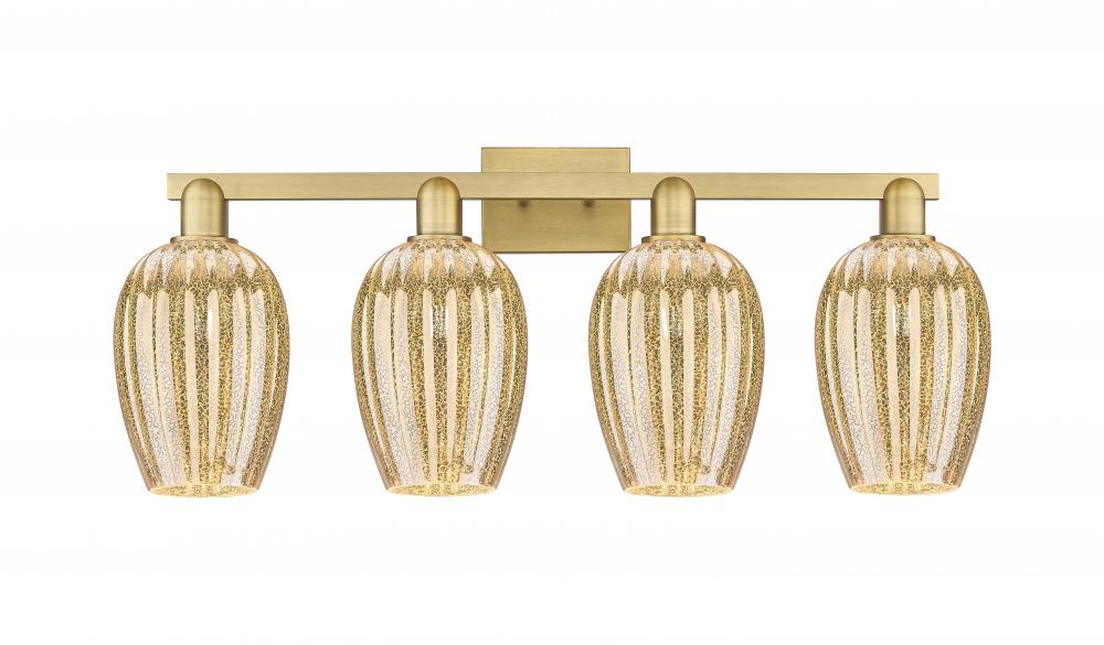 Preston Flute - 4 Light - 36 inch - Brushed Brass - Bath Vanity Light