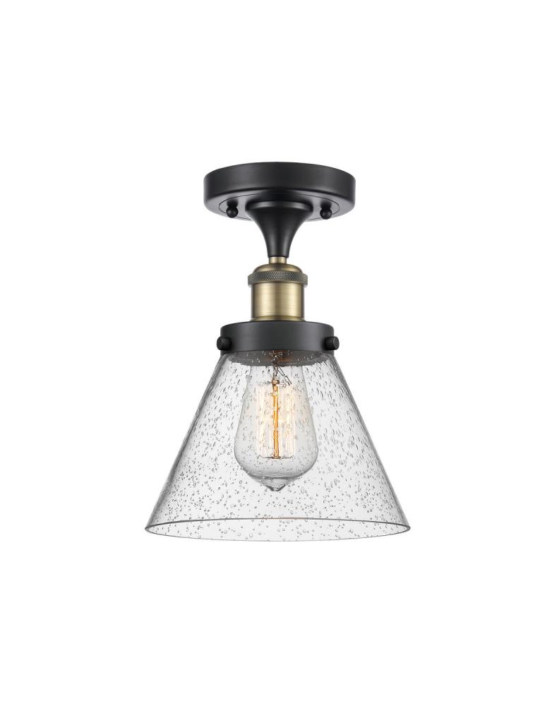 Cone - 1 Light - 8 inch - Black Antique Brass - Semi-Flush Mount