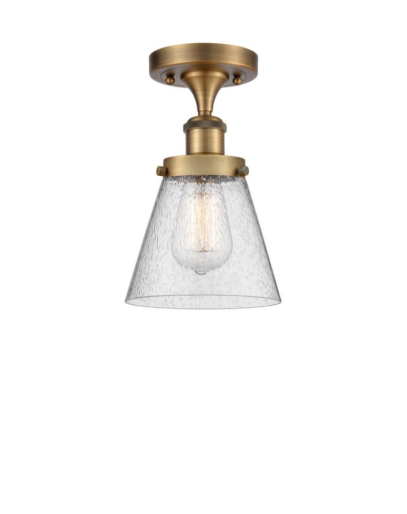 Cone - 1 Light - 6 inch - Brushed Brass - Semi-Flush Mount