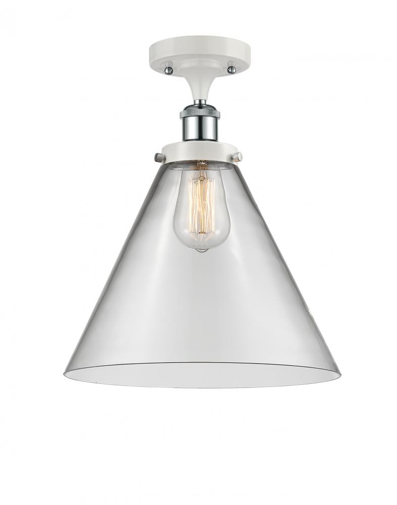 Cone - 1 Light - 12 inch - White Polished Chrome - Semi-Flush Mount