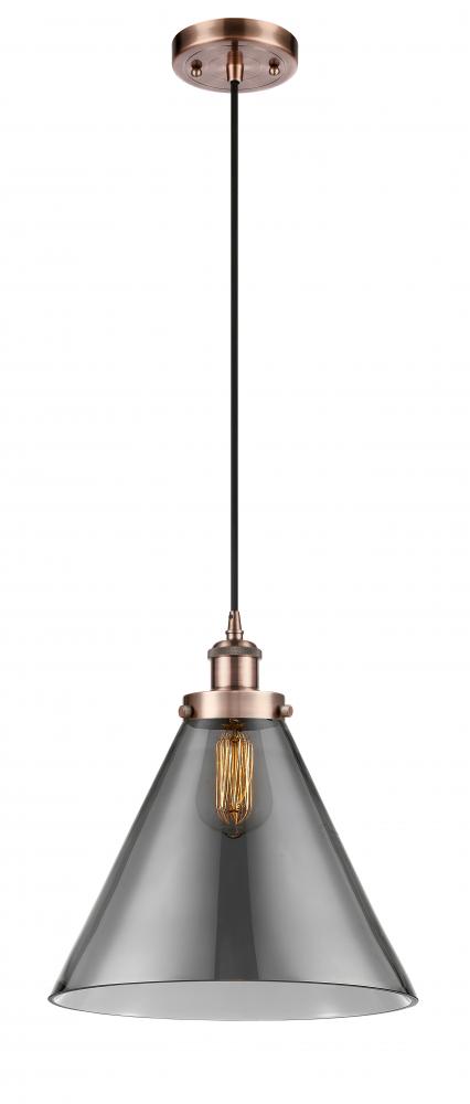 Cone - 1 Light - 12 inch - Antique Copper - Cord hung - Mini Pendant