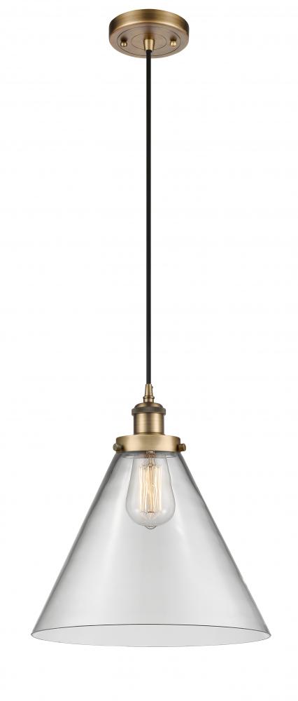 Cone - 1 Light - 12 inch - Brushed Brass - Cord hung - Mini Pendant