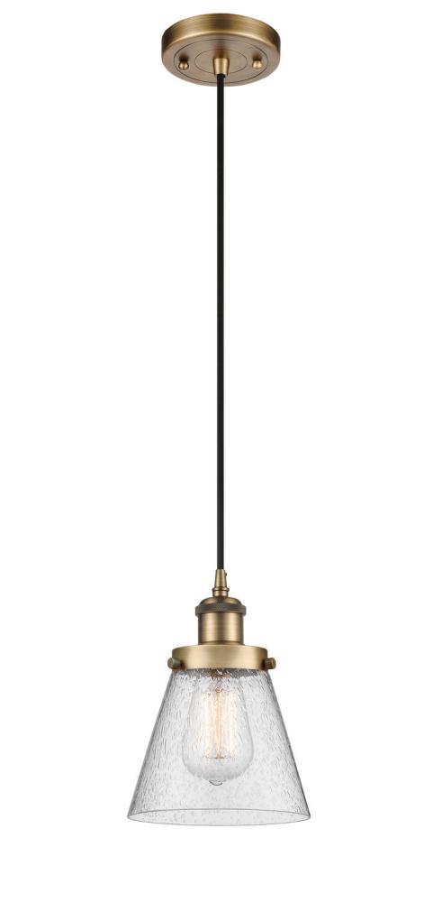 Cone - 1 Light - 6 inch - Brushed Brass - Cord hung - Mini Pendant