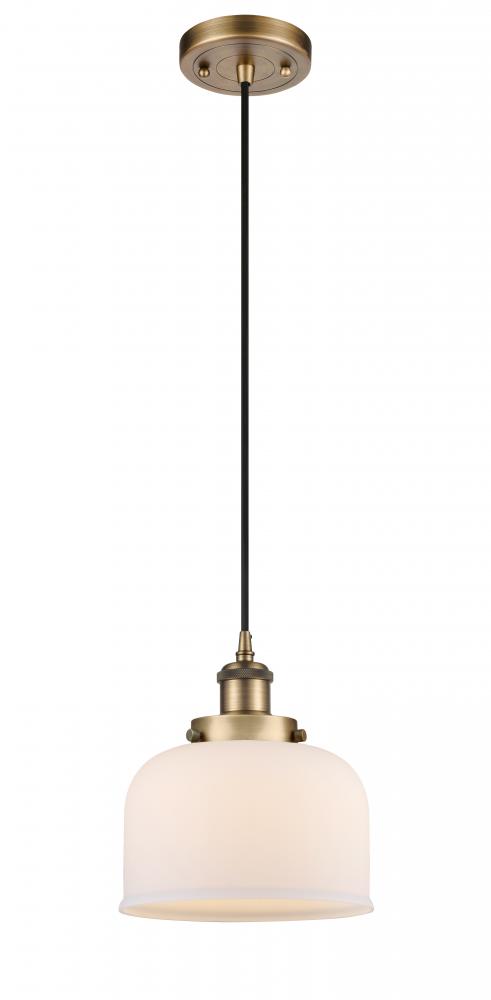 Bell - 1 Light - 8 inch - Brushed Brass - Cord hung - Mini Pendant