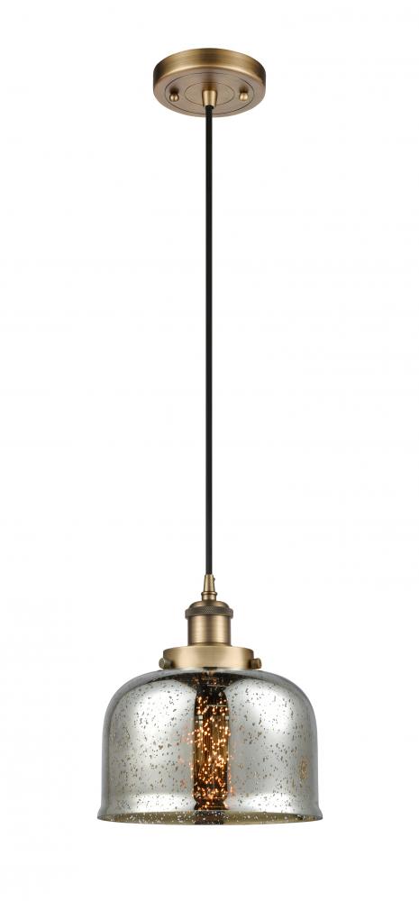 Bell - 1 Light - 8 inch - Brushed Brass - Cord hung - Mini Pendant