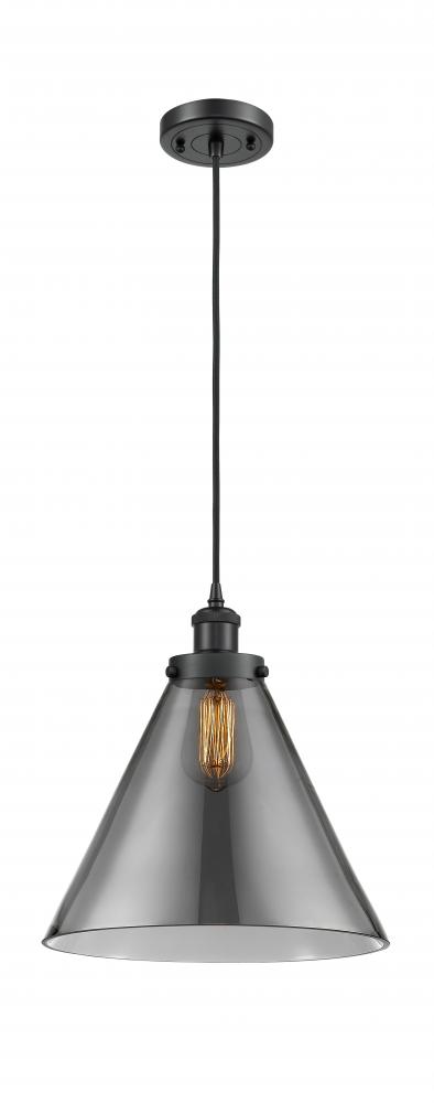 Cone - 1 Light - 12 inch - Matte Black - Cord hung - Mini Pendant