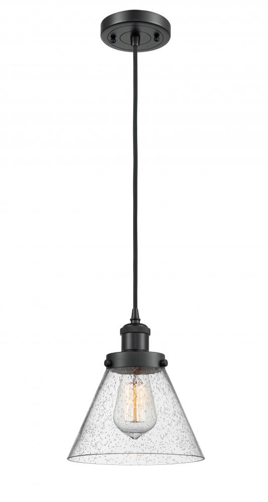 Cone - 1 Light - 8 inch - Matte Black - Cord hung - Mini Pendant