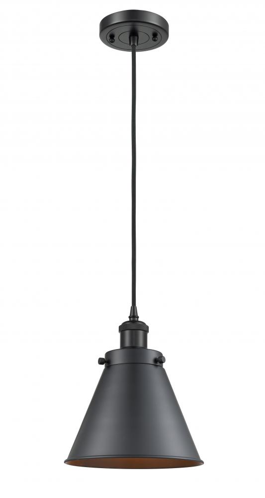 Appalachian - 1 Light - 8 inch - Matte Black - Cord hung - Mini Pendant