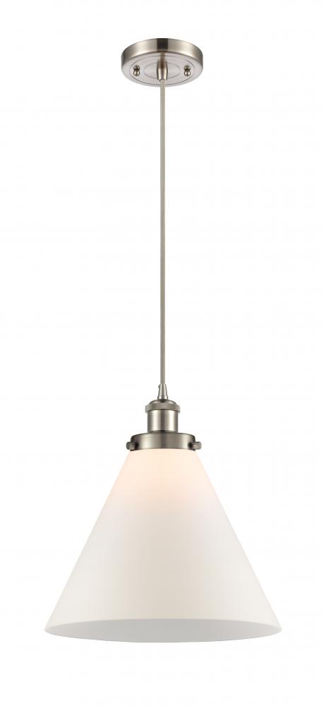 Cone - 1 Light - 12 inch - Brushed Satin Nickel - Cord hung - Mini Pendant