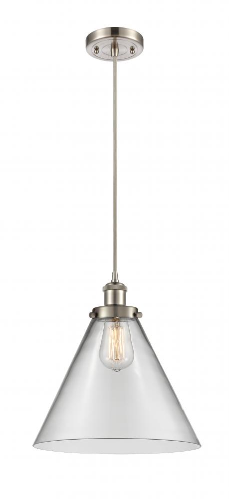 Cone - 1 Light - 12 inch - Brushed Satin Nickel - Cord hung - Mini Pendant