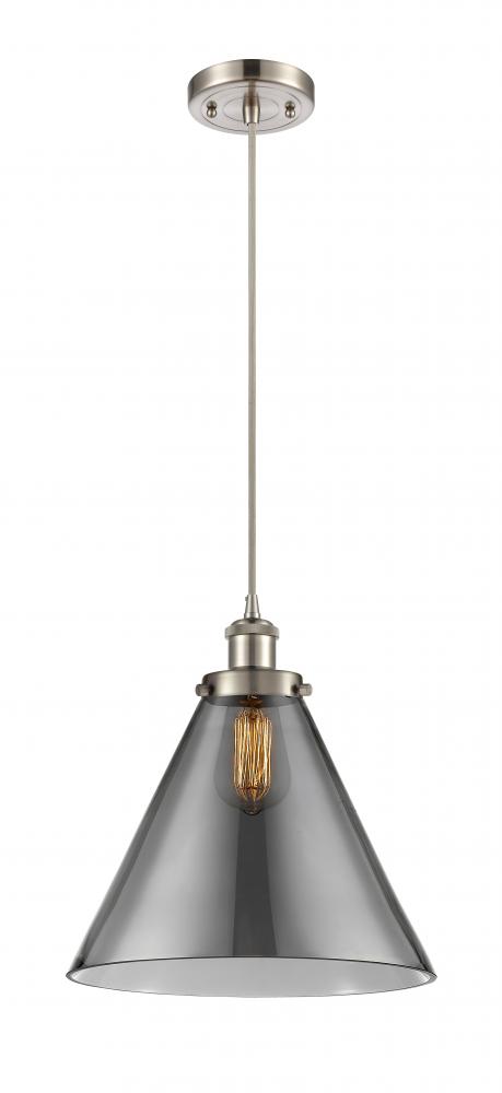 Cone - 1 Light - 12 inch - Brushed Satin Nickel - Cord hung - Mini Pendant