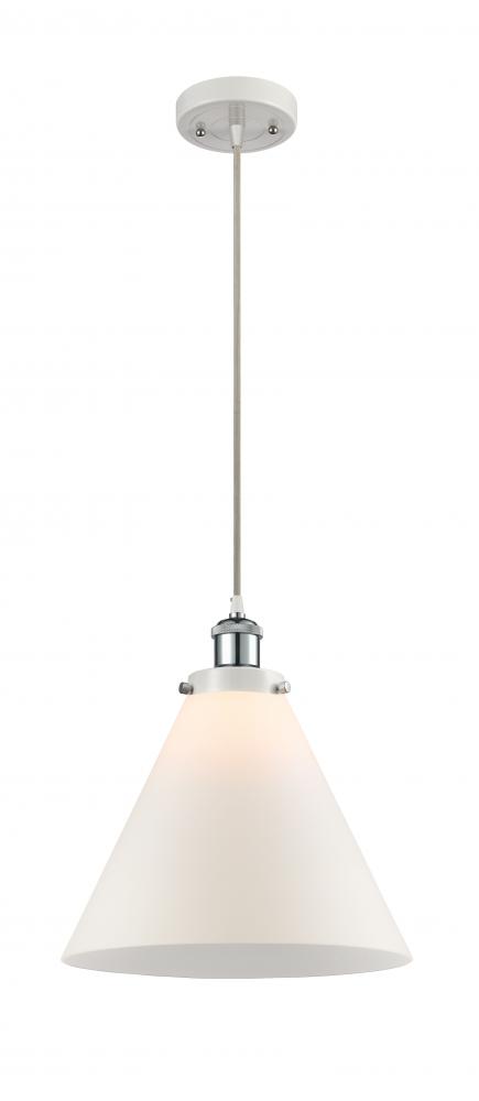 Cone - 1 Light - 12 inch - White Polished Chrome - Cord hung - Mini Pendant