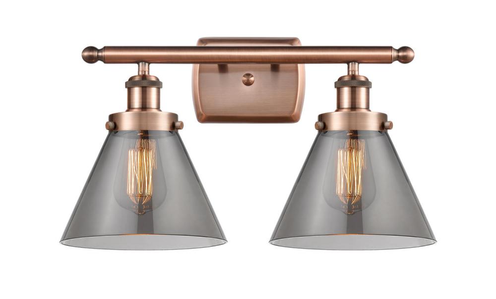 Cone - 2 Light - 18 inch - Antique Copper - Bath Vanity Light