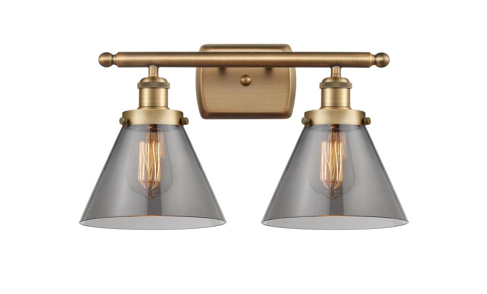 Cone - 2 Light - 18 inch - Brushed Brass - Bath Vanity Light