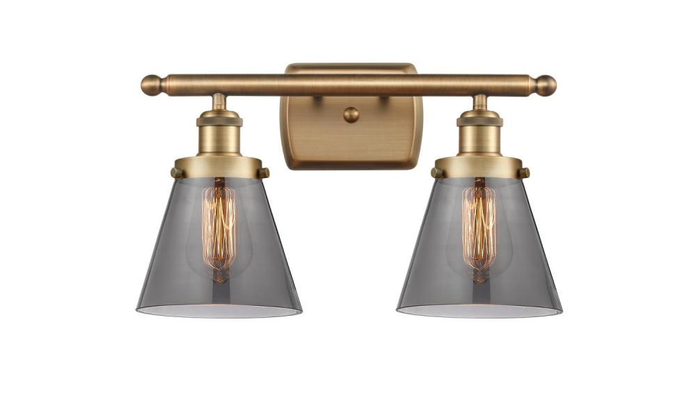 Cone - 2 Light - 16 inch - Brushed Brass - Bath Vanity Light