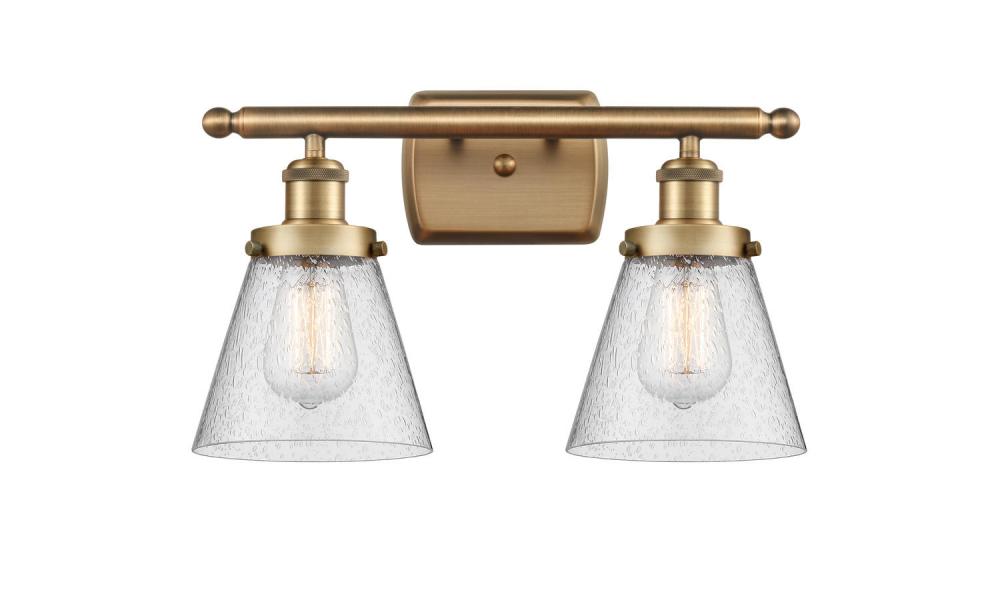 Cone - 2 Light - 16 inch - Brushed Brass - Bath Vanity Light