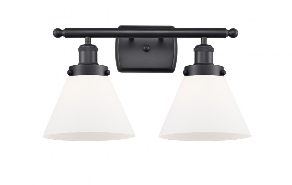 Cone - 2 Light - 18 inch - Matte Black - Bath Vanity Light