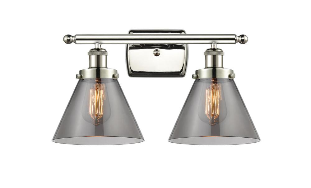 Cone - 2 Light - 18 inch - Polished Nickel - Bath Vanity Light