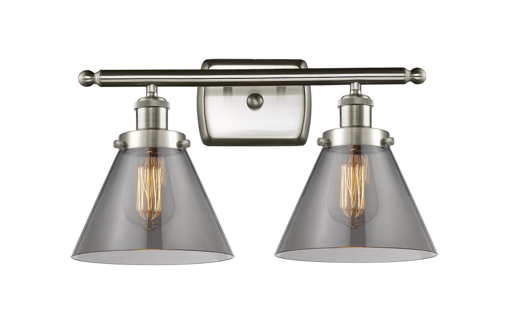 Cone - 2 Light - 18 inch - Brushed Satin Nickel - Bath Vanity Light