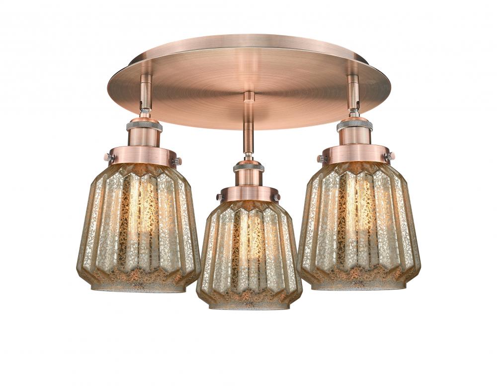 Chatham - 3 Light - 19 inch - Antique Copper - Flush Mount