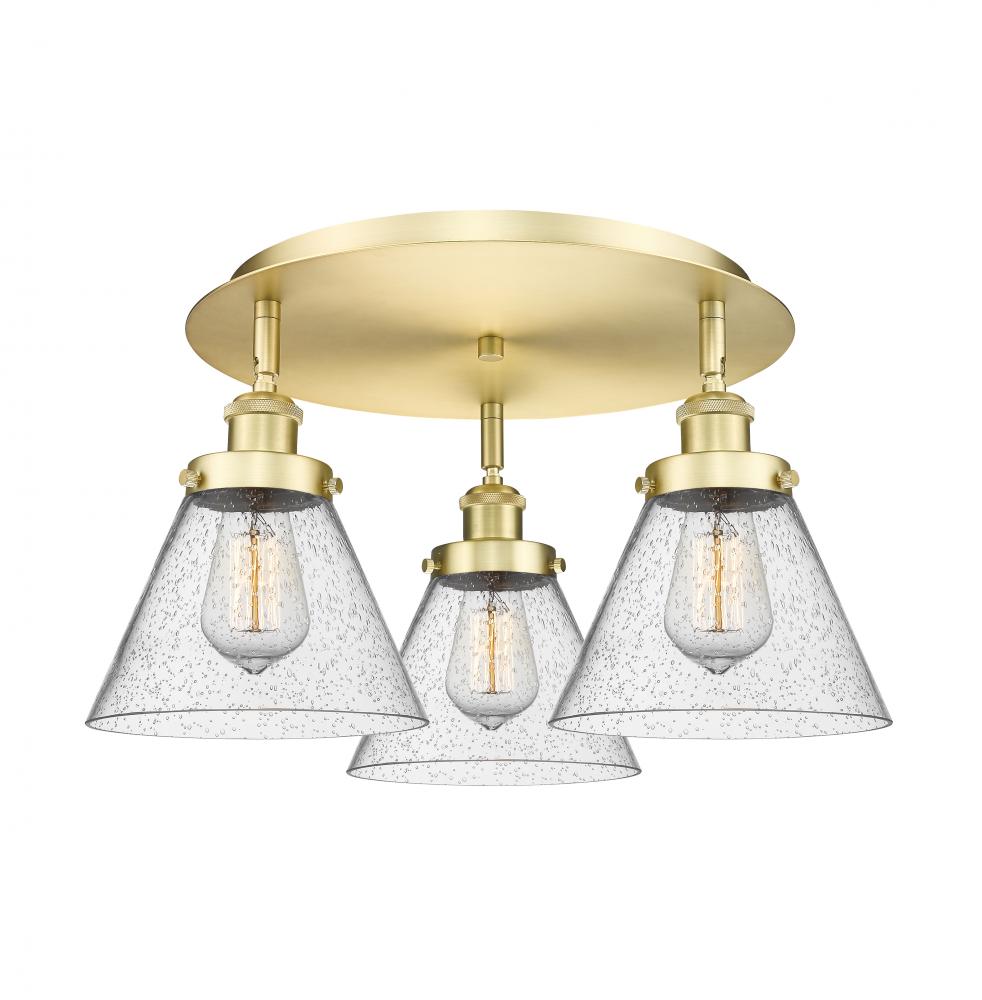 Cone - 3 Light - 20 inch - Satin Gold - Flush Mount