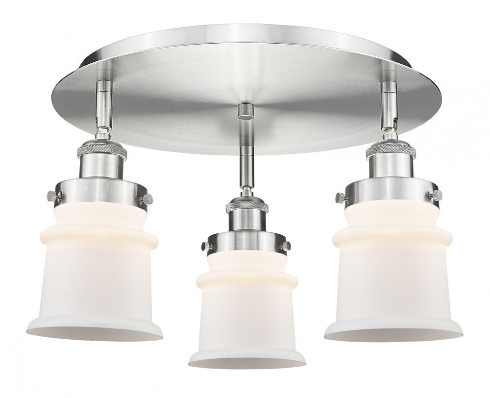 Canton - 3 Light - 17 inch - Satin Nickel - Flush Mount